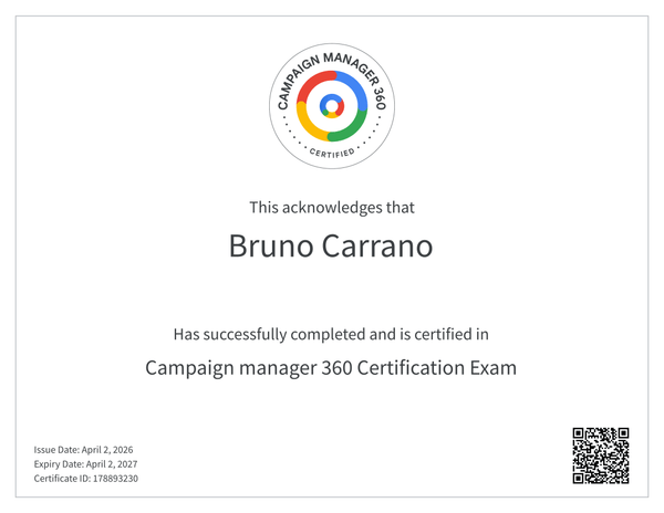 Campaign Manager 360 Certification — Bruno Carrano